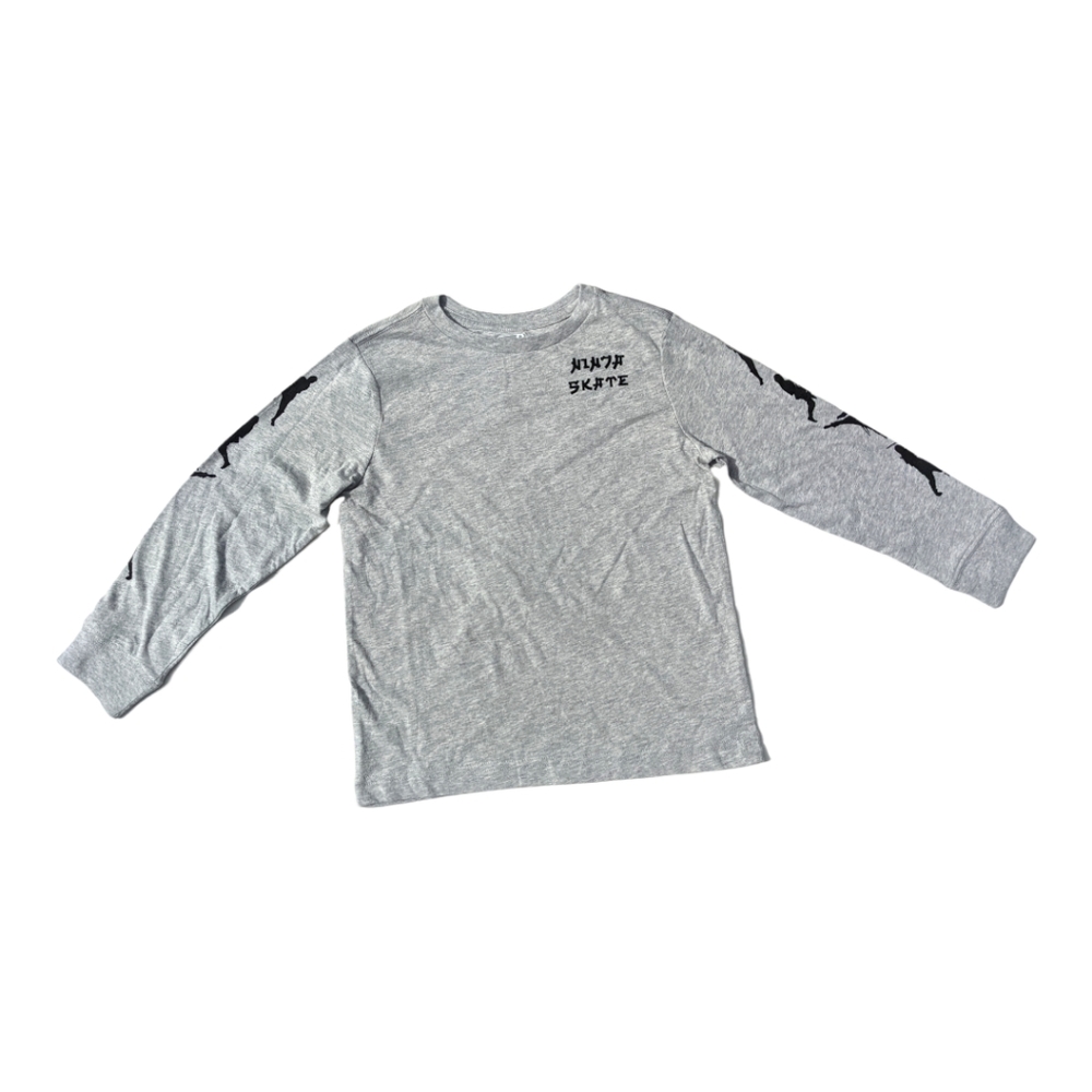 Crazy 8  Boys S 5-6 Ninja Skate Grey Long Sleeve T-shirt